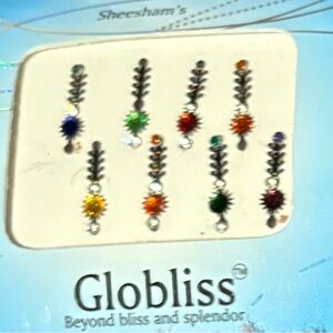 Bliss Elegant Bindi jewel set White and Blue Packaging